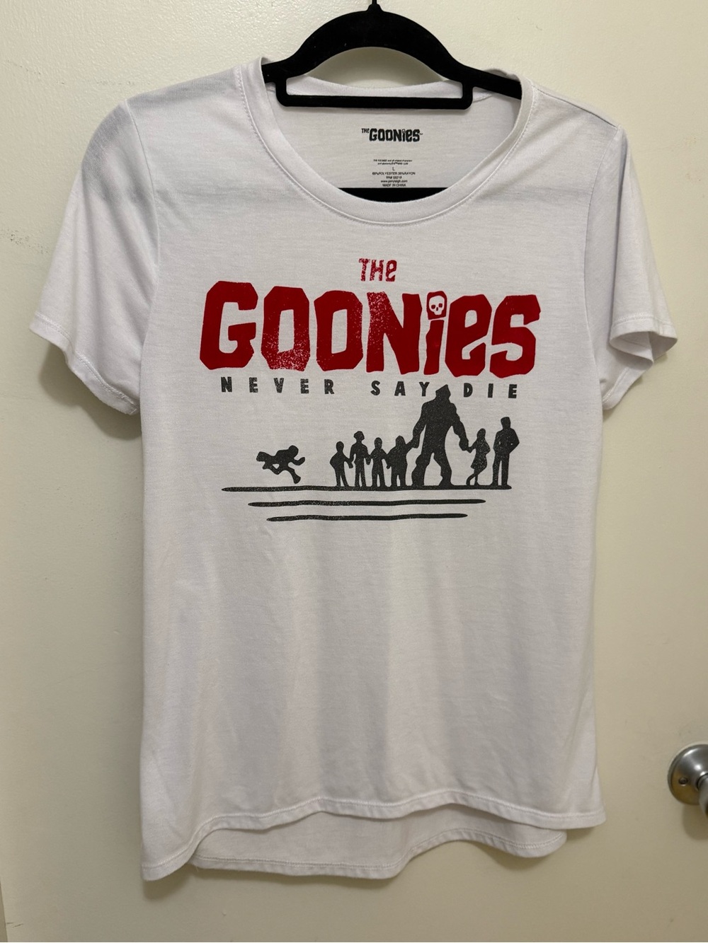 The Goonies Graphic Retro Tee - White with Red Velvet & Black Print